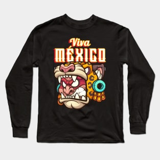 Viva Mexico Aztec Warrior Mexican Pride Mexicano Long Sleeve T-Shirt